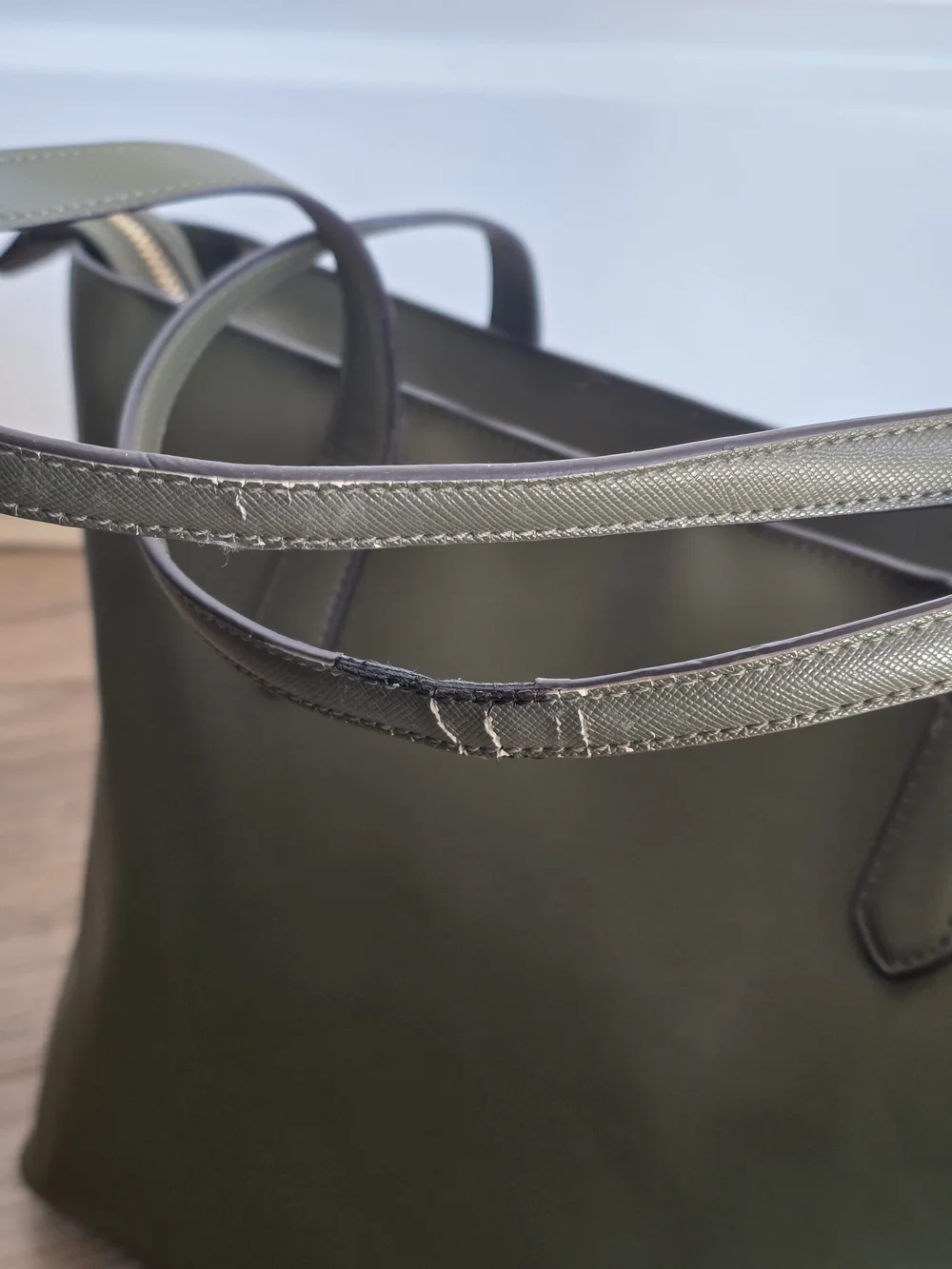 Kate Spade New York Olive Green Leather Tote Bag